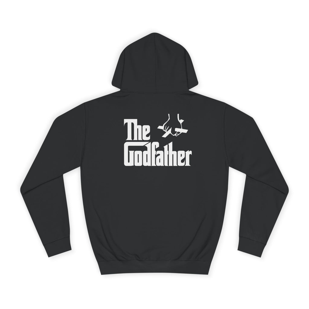 Black hoodie with 'The Godfather' text and logo on the back against a white background
