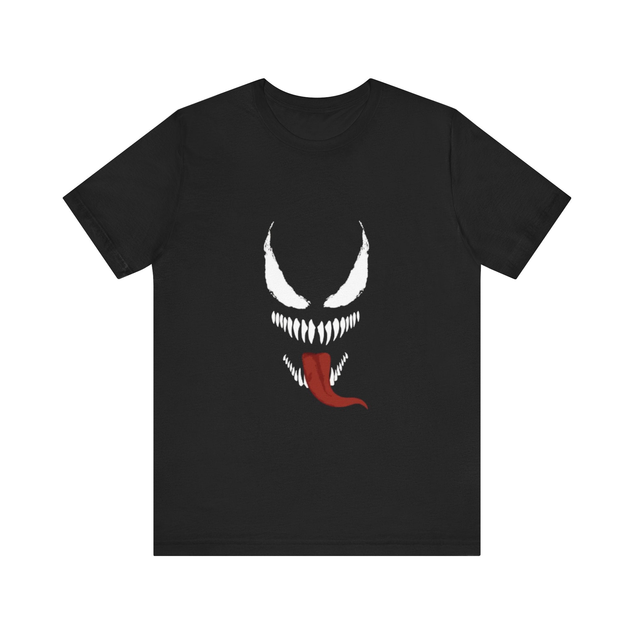 Black t-shirt with Venom logo on a white background