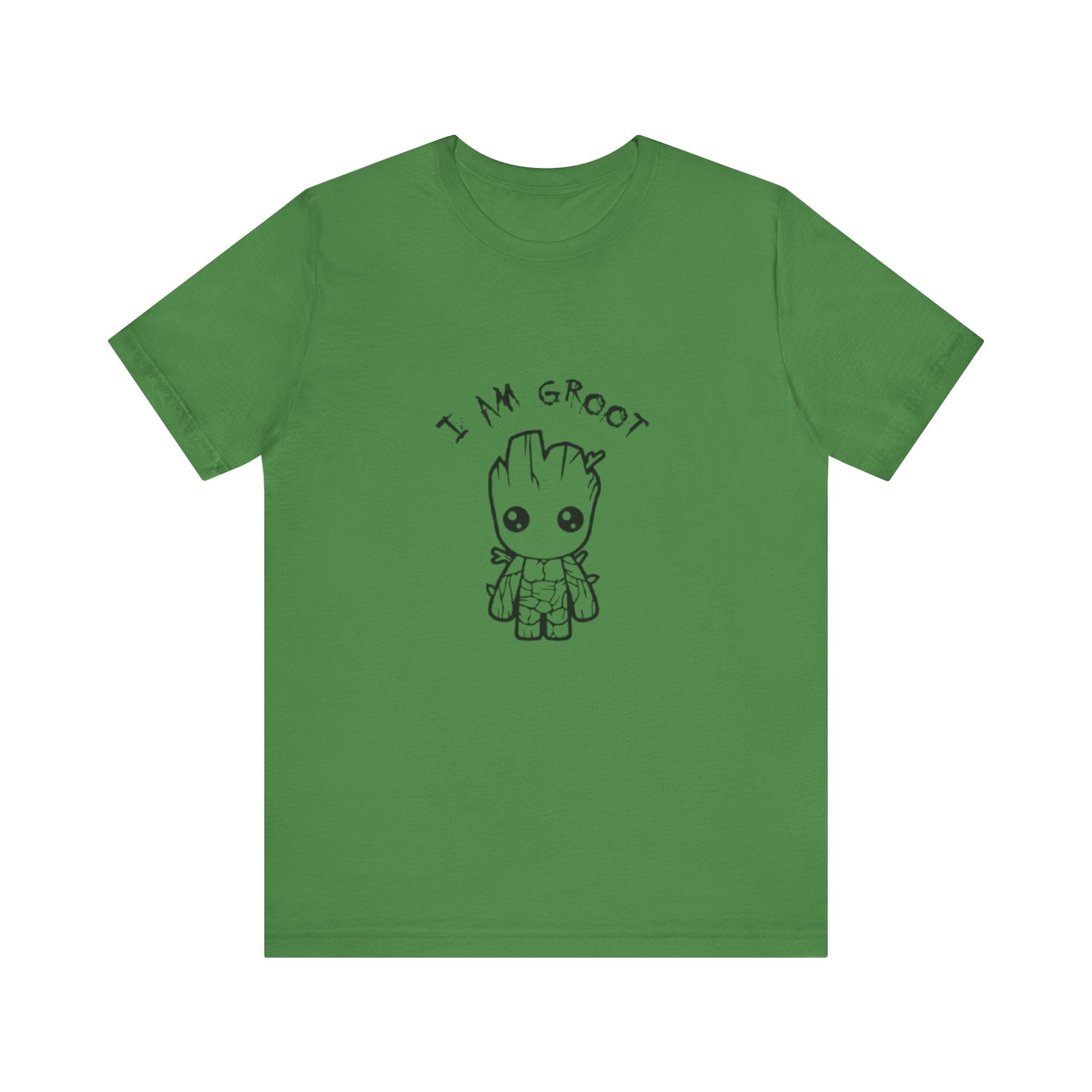 Green t-shirt with 'I AM GROOT' text and character on a white background