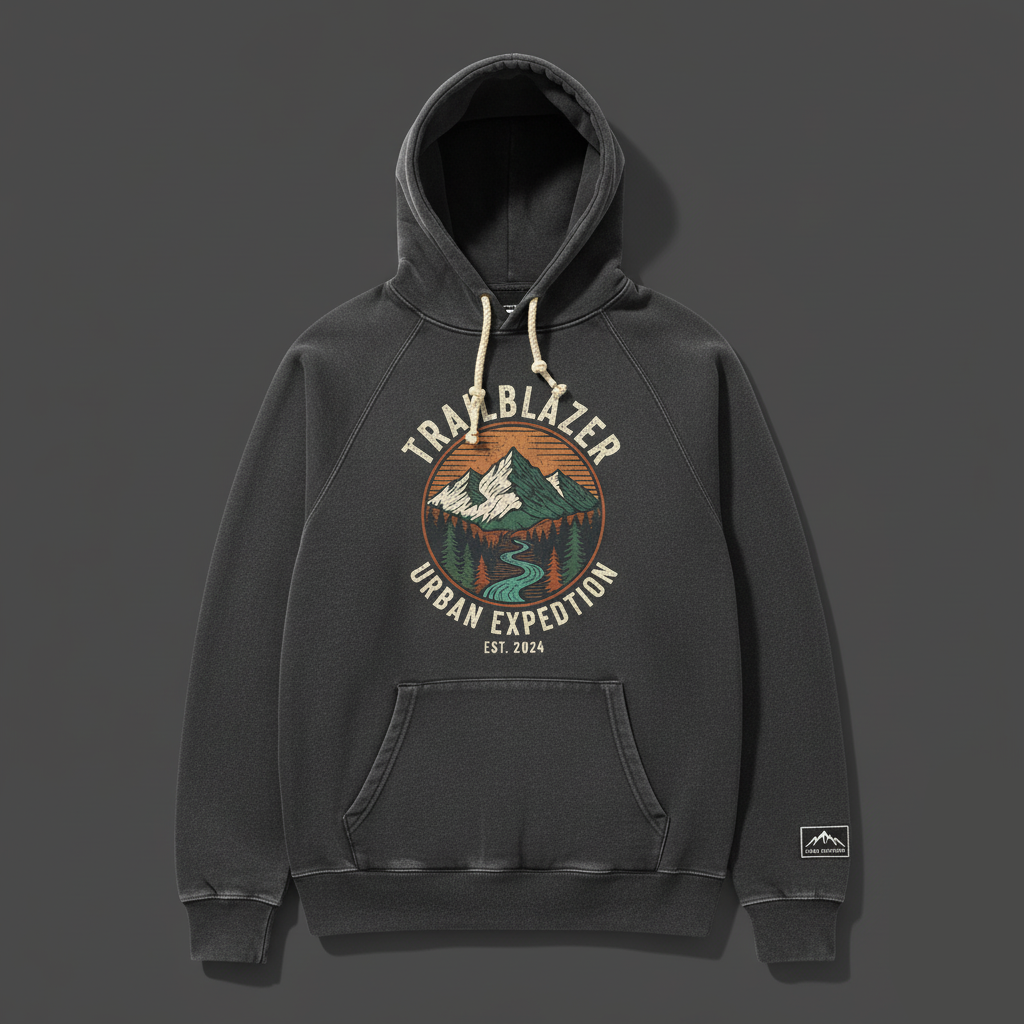 Trailblazer Urban Expedition Hoodie - Mountain Landscape Design Bulk Order (250 Units)