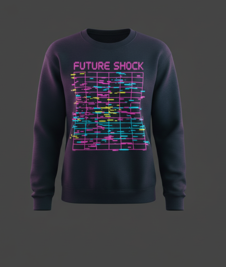 Future Shock Cyberpunk Sweatshirt - Neon Digital Art Design Bulk Order (250 Units)