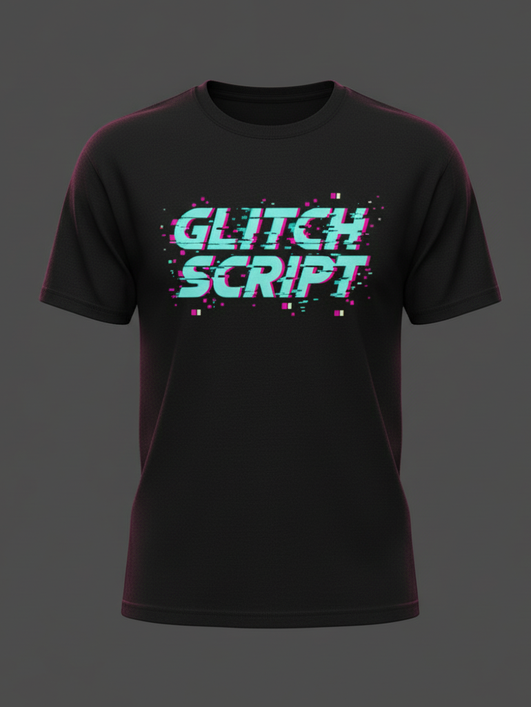 Glitch Script Cyberpunk T-Shirt - Neon Digital Art Design Bulk Order (250 Units)